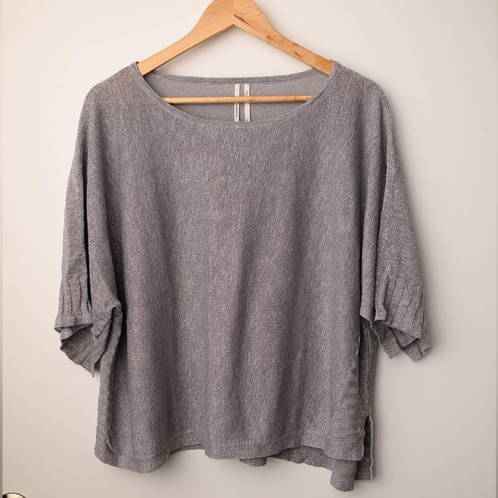 Anthropologie Sparkly silver grey Poncho Sweater . Like new  . M medium